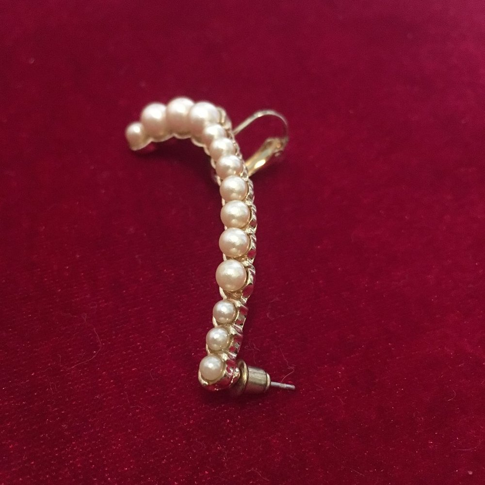 Pearl Cascade Ear Climber Cuff